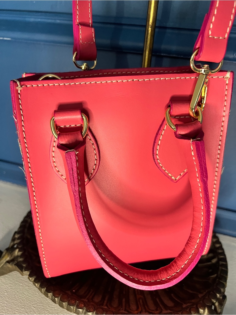 Women's Pink Top-Handle Leather Tote - Italian Designer Style Anna Paola